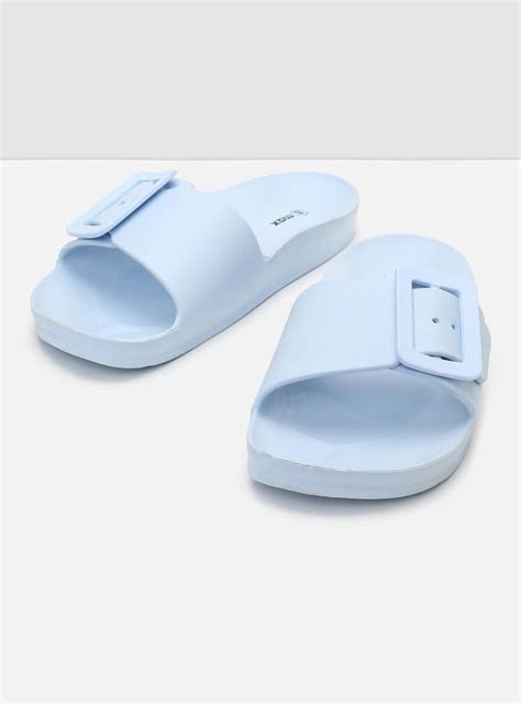 Buy Women Solid Buckle Slide Sandals Online at just Rs. 399.0 ...