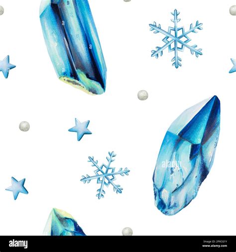 Ice Crystals Clipart Watercolor Seamless Pattern Ice Crystals Hand