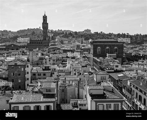 View over Florence center and famous Palazzo Vecchio, Italy Stock Photo ...
