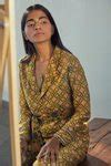 Buy Green Dupion Silk Lapel Collar Printed Blazer And Pant Set For ...