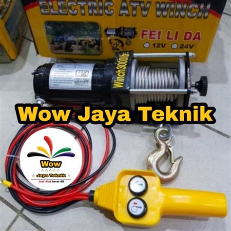 Jual Hoist Winch ATV 3000LB Katrol Electrik Winch Hoist 12V-1500kg x ...