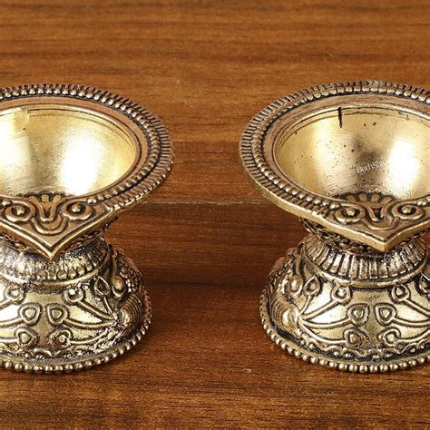 Buy Brass Small Diyas for Home Temple Pair | 1.5 Inch Height - Budhshiv.com