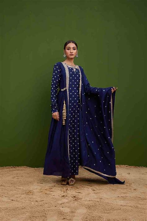 Navy Blue Anarkali Set – Vasavi Shah Label