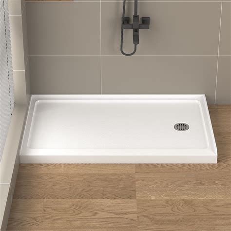 KPUY 60" x 32" Acrylic Single Threshold Shower Base Non-Slip White ...