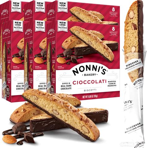 Amazon.com: Nonni's Cioccolati Almond Biscotti Italian Cookies - 6 ...