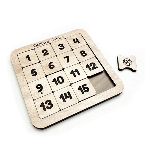 Galliard Games Wooden Number Slide Fifteen Puzzle, Non-Interlocked ...