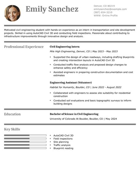 Civil Engineering Resume Examples 的图像结果