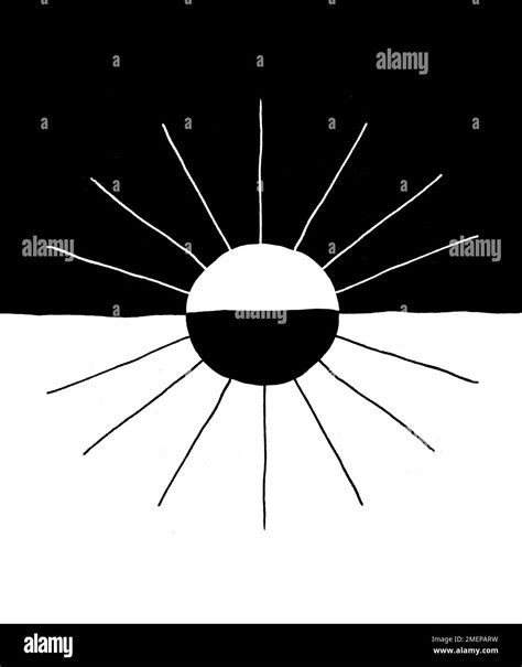 Illustration showing sun in black and white Stock Photo - Alamy