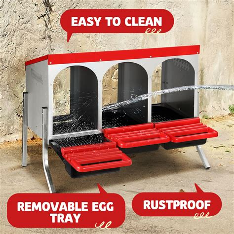 3 Hole Chicken Nesting Box Roll Away Hen Chook Laying Boxes Poultry ...