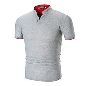 Men's Polo Shirt Golf Shirt Casual Holiday Stand Collar V Neck Short ...