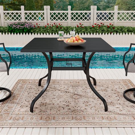 Boyel Living Outdoor Patio Square Metal Dining Table with 1.65 ...
