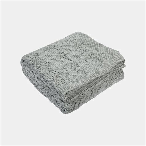 The Classic Light Grey Cotton Knitted Throw Blanket (50 in x 66 in ...