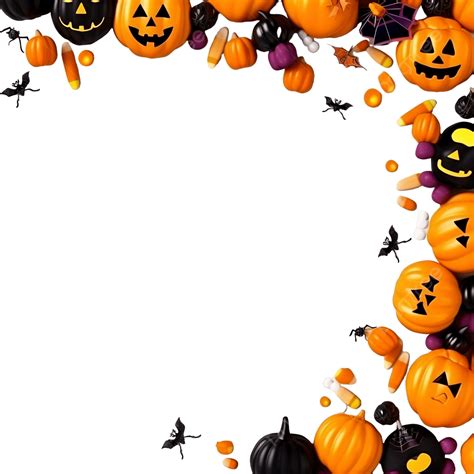Halloween Frame With Pumpkin Ghost And Candy Halloween Background ...