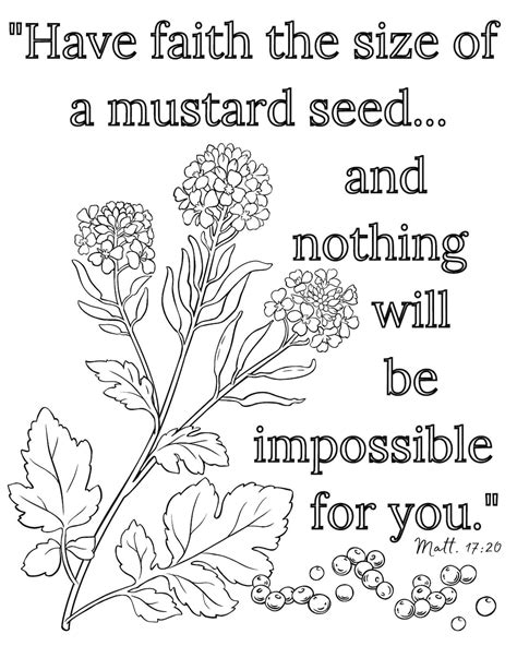 Matt. 17:20 Faith Like A Mustard Seed Coloring Page Printable - Etsy