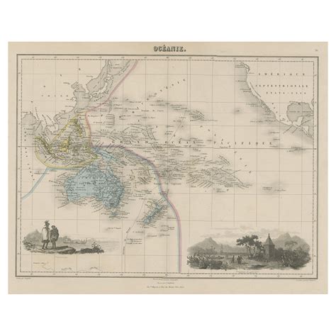 Old Map of the Oceans Around Australia, Indonesia and New Zealand, 1880 For Sale at 1stDibs ...