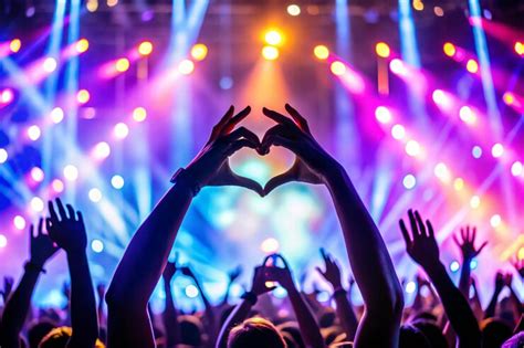 Kpop music theme or live concert background with silhouette hands of ...