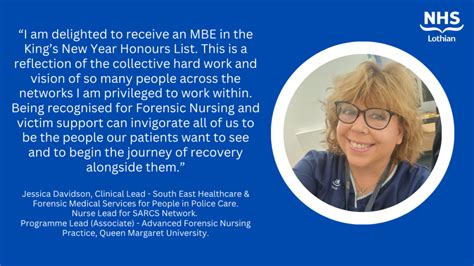 MBE honour for NHS Lothian’s Jessica Davidson – News & Media