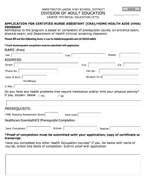 Fillable Online adulteducation sweetwaterschools SWEETWATER UNION HIGH ...