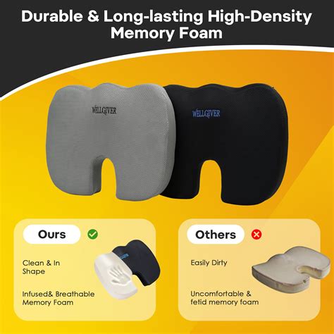 WELLGIVER Coccyx Seat Cushion for Tailbone, Sciatica, Lower Back Pain