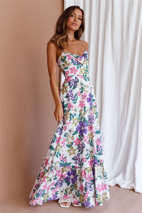 Shop the Beachside Flounce Hem Maxi Dress White Floral | Selfie Leslie