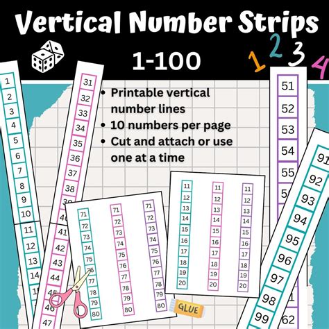 Vertical Number Lines | 1-100 | Number Strips | Counting | Math | Games ...