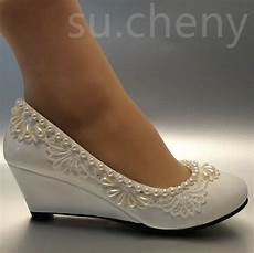2 Heel Wedding Shoes by 2 Heel Wedges Lace White Light Ivory Pearl Wedding Shoes 2 Heel Wedding Shoes