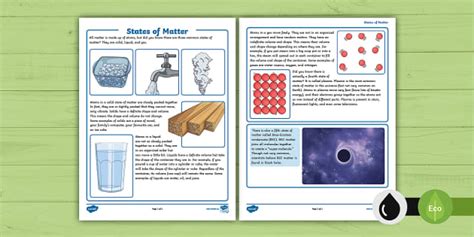 States of Matter Reading Comprehension