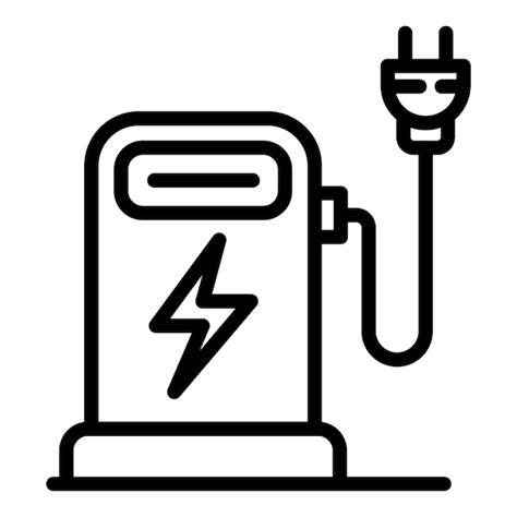 Symbol für das Auftanken von Elektroautos. Umriss des Vektorsymbols für ...