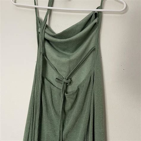 Light Green Maxi Dress with some sparkle Backless... - Depop