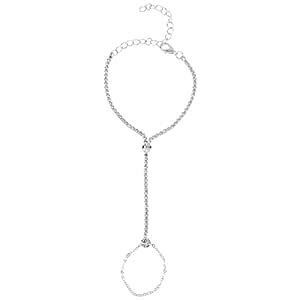 Buy AQUASTREET Silver Chain Ring Bracelet with Multi coloured Stones ...