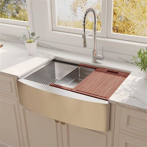 Buy 30 x 22 x 9 inch Farmhouse Kitchen Sink, Workstation Ledge 18 Gauge ...