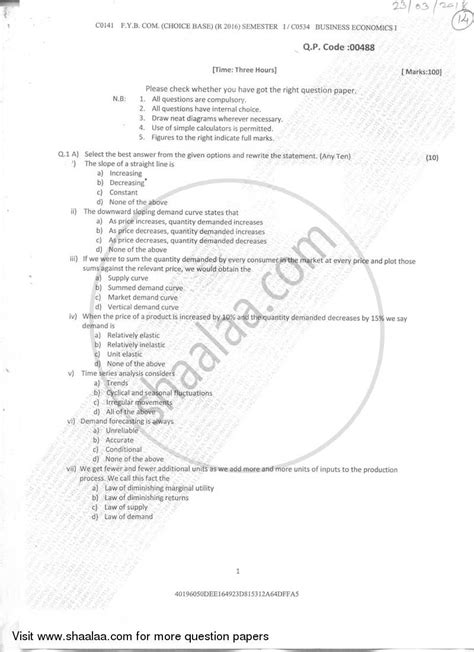 Business Economics 1 2017-2018 B.Com (General) Semester 1 (FYBcom ...