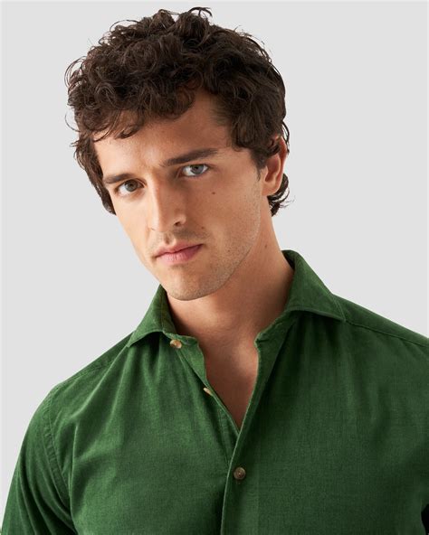 Mid Green Fine Wale Corduroy Shirt - Eton