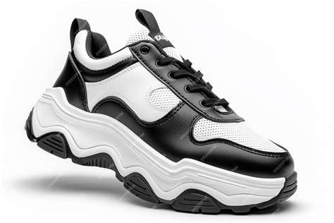 Premium Photo | A black and white shoe with a white stripe