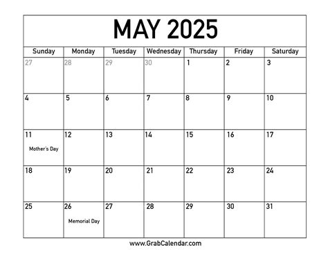 Free Printable May 2025 Monthly Calendar with Holidays | Printable ...