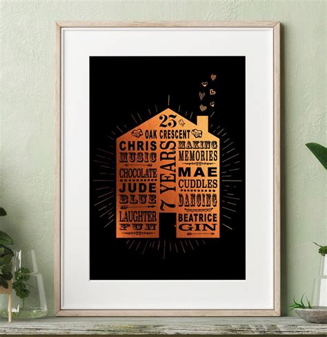 7th Wedding Anniversary Gifts, Copper Anniversary Print, 7 Years Gift ...