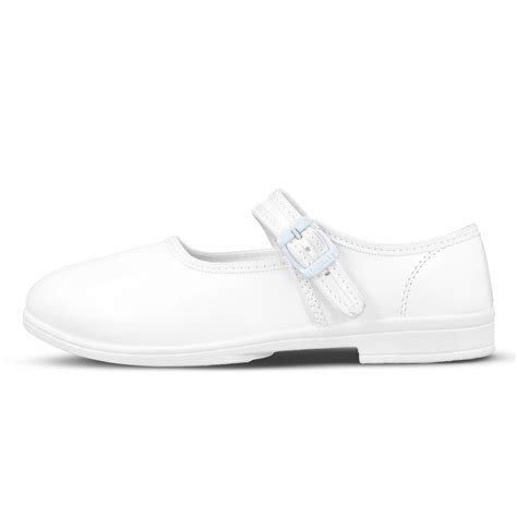 Girls School Shoe - WV591 White – Walkaroo Footwear