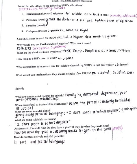MH EXAM 2 - mental health exam 2 - Exam Two Study Review Questions Name ...