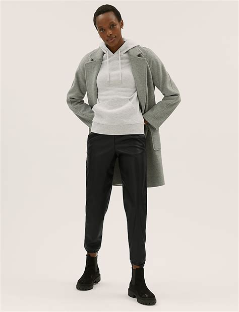 Buy Leather Look Tapered Joggers at Marks & Spencer