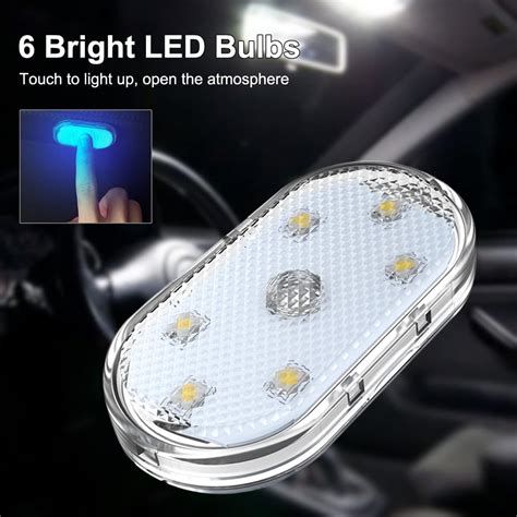 4Pcs Car LED Lights Interior Wireless, 7 Colors Interior Car Lights ...