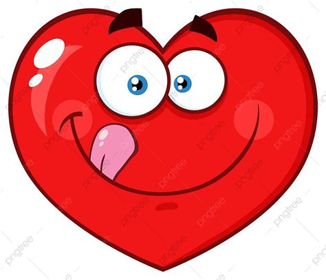 Lip Licking Clipart PNG Images, Hungry Red Heart Cartoon Emoji Face ...