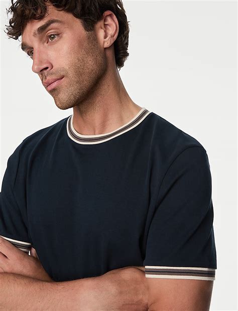 Buy Pure Cotton Tipped T-Shirt at Marks & Spencer