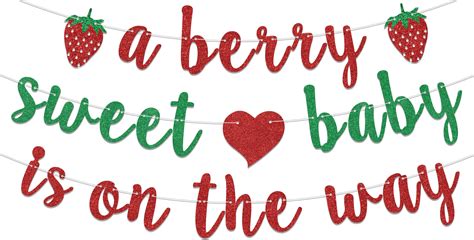 Amazon.com: Red Green Glitter Berry Baby Banner, A Berry Sweet Baby is ...