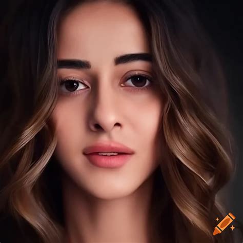 Closeup portrait of Ananya Pandey with flawless skin and captivating gaze on Craiyon