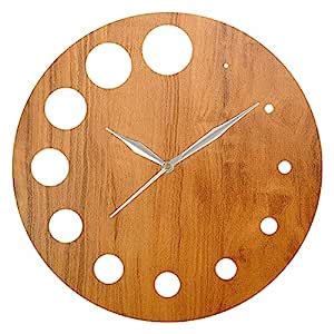 Buy Fun Homes Round Shaped Wooden Wall Clock (Light Brown ...