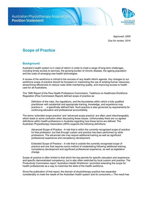 Scope of Practice - Australian Physiotherapy Association