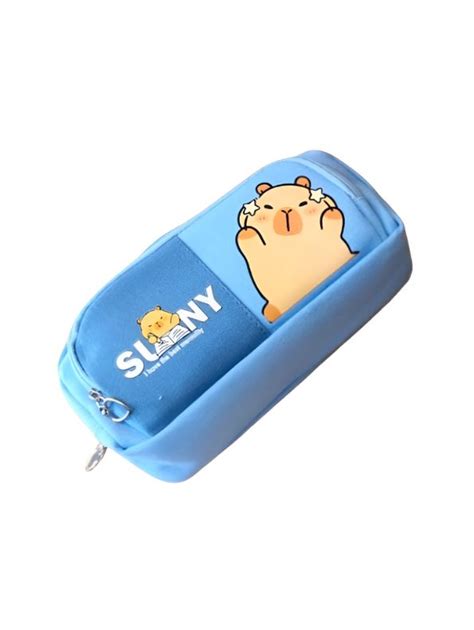 Blue - Soft Capybara Pouch with Double Chain – Cute Plush Animal Bag in ...