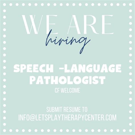 Let's Play Therapy Center is hiring a pediatric speech-language ...
