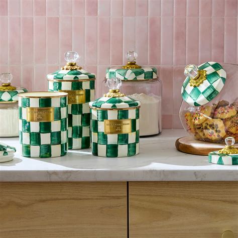 Emerald Check Large Kitchen Canister by MacKenzie-Childs – |VESIMI Design|