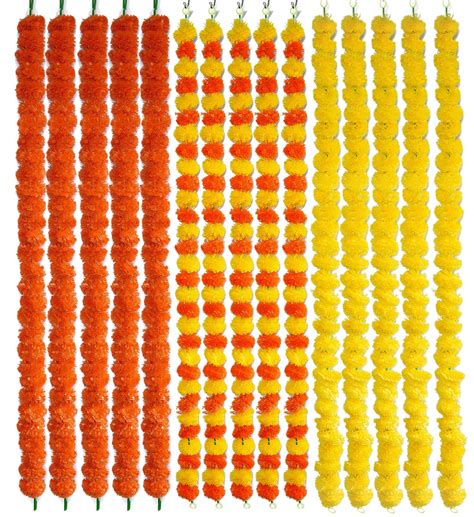 Buy Caneuf Artificial Marigold Flowers for Home Decor - Vibrant Genda ...